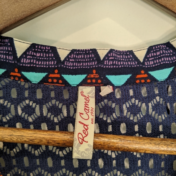 Red Camel Long Sleeve Geometric Pattern Dress - Picture 8 of 8